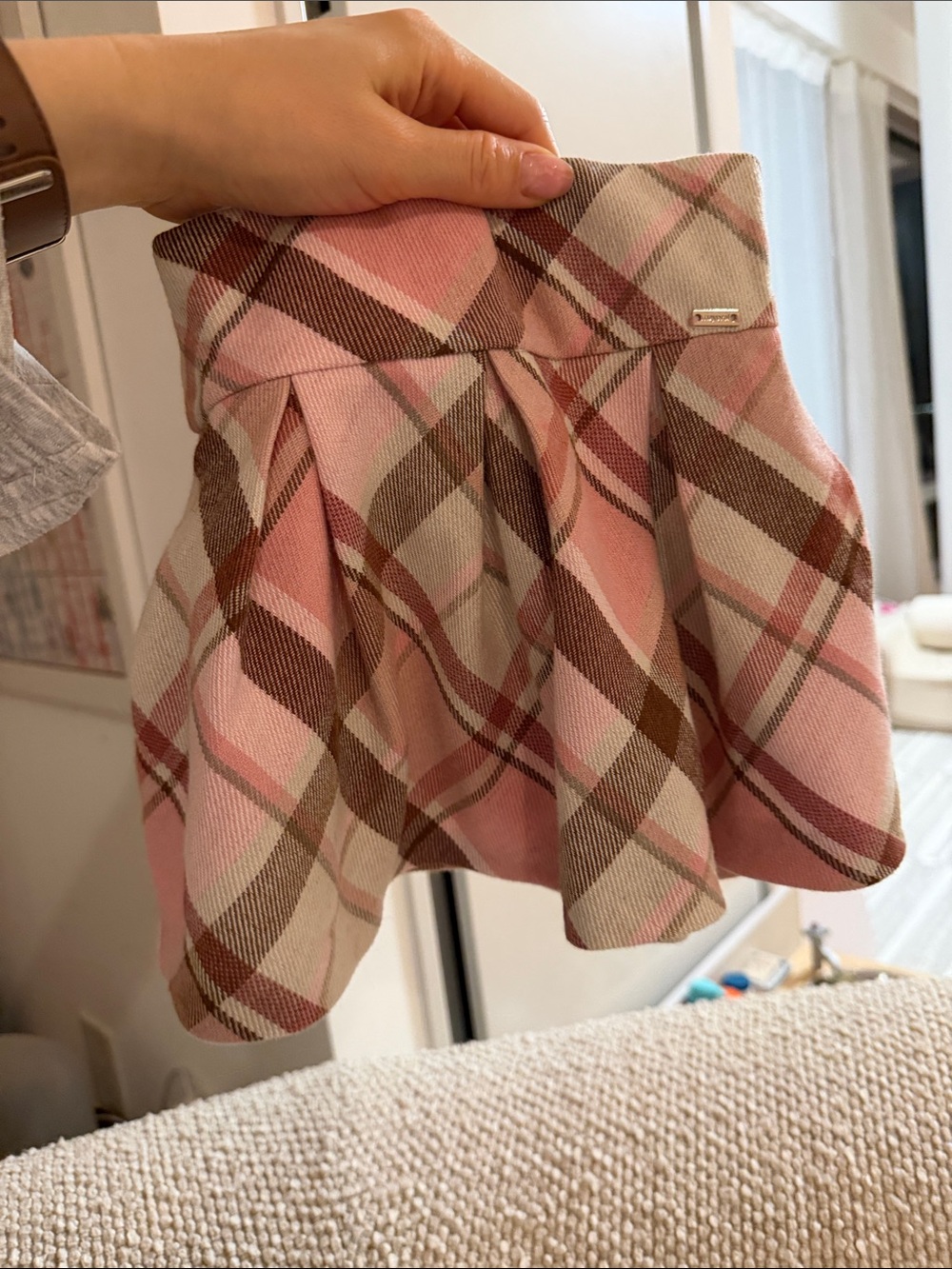 Mayoral pink Plaid A-Line Mini Skirt